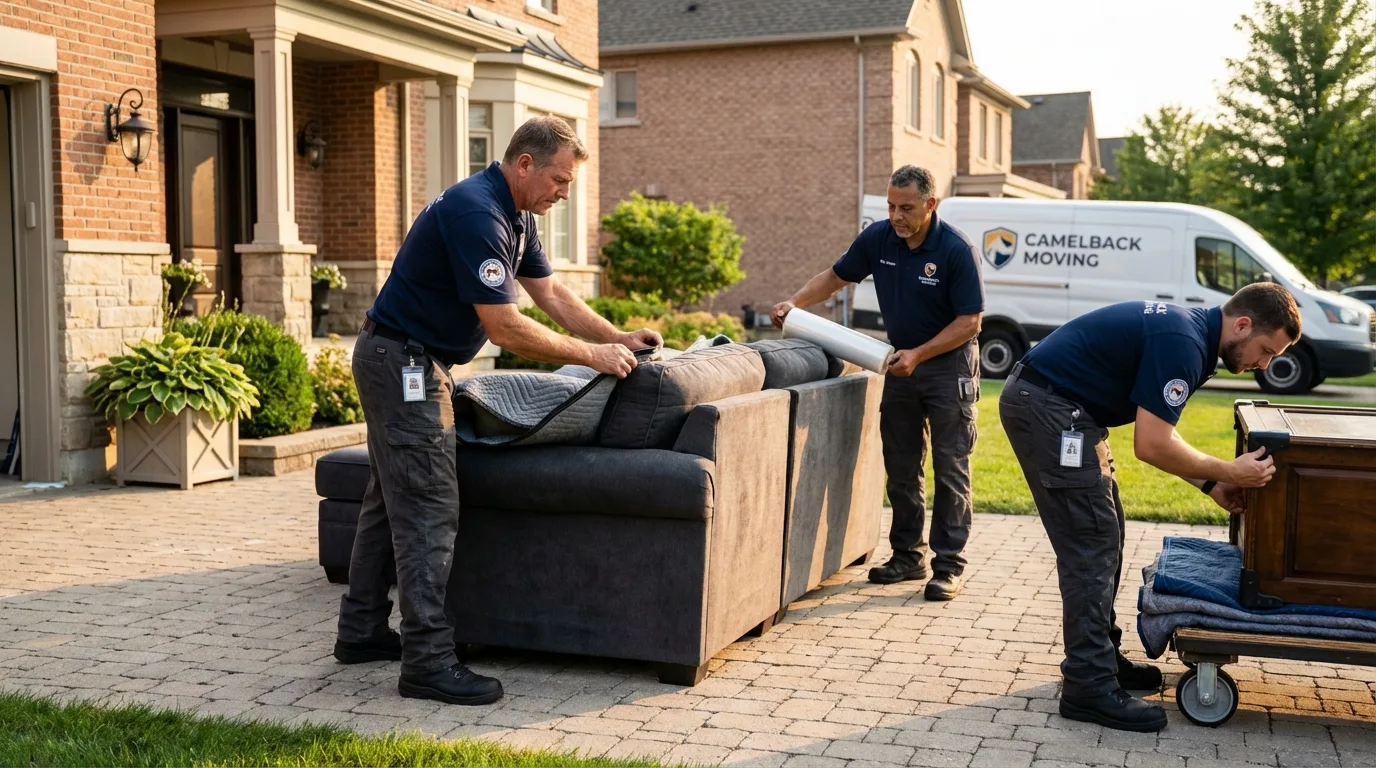 Large estate moving crew wrapping furniture in Gilman, IL
